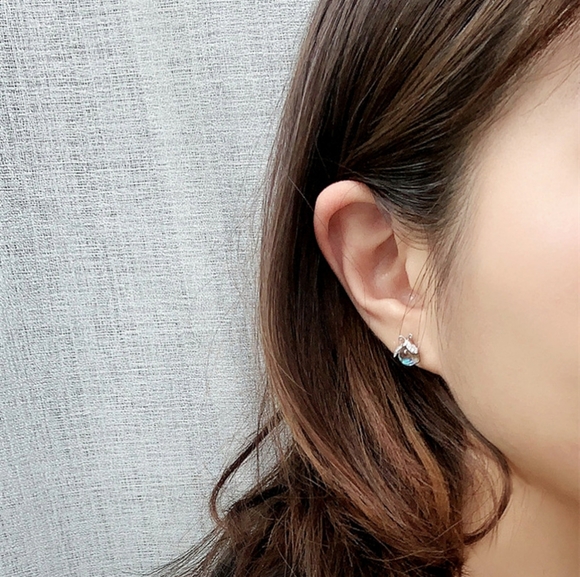 Sterling Silver Firefly Moonstone Stud Earrings - Picture 3 of 4